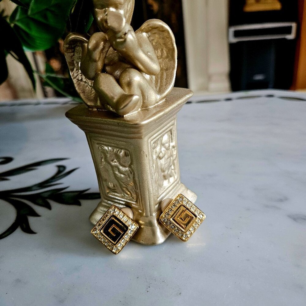 Authentic Givenchy Rhinestone Clip On Earrings